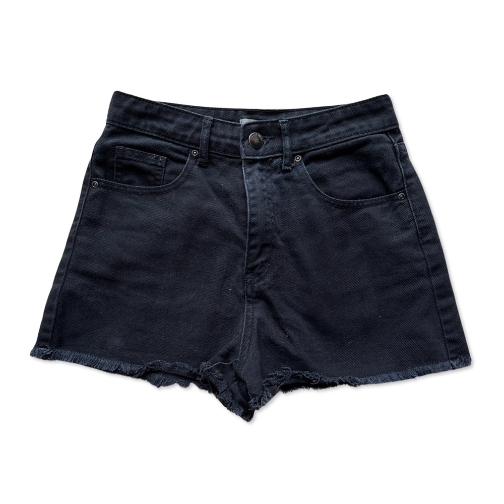Black denim shorts